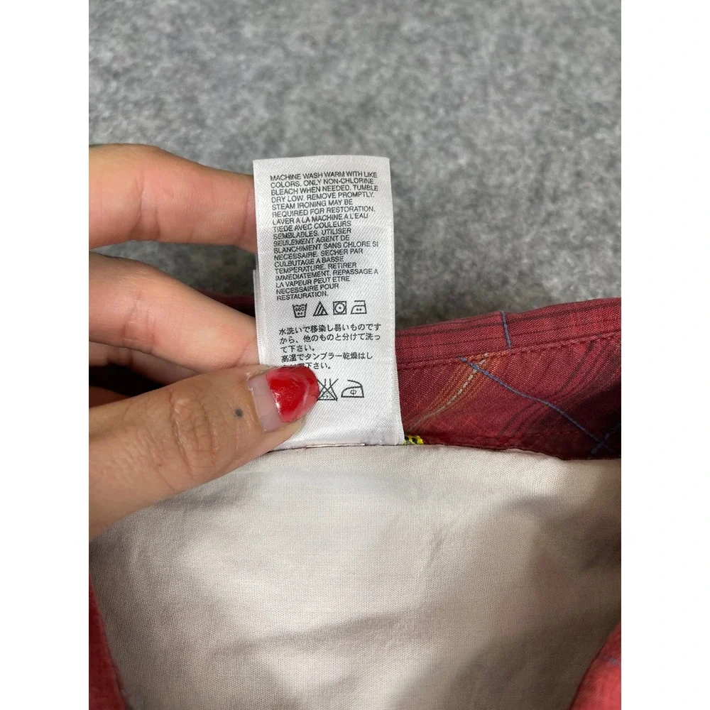 The North Face Mens XXL Red Plaid Long Sleeve Button Down Cotton Shirt